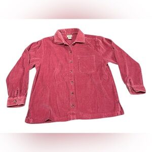L.L.Bean Pink Corduroy Button-Up Shirt | Women’s Medium Petite | Early 2000s